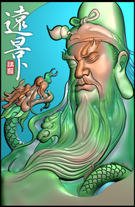 远景 46牌降龙关公关云长 精雕图 雕刻图 灰度图 浮雕图jdp 关羽