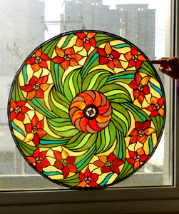蒂凡尼圆形灯片/教堂彩色玻璃/窗户/吊顶/隔断/艺术玻璃/背景墙