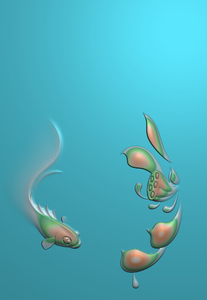 灰度图bmp精雕图jdp浮雕图白玉雕图 年年有余y莲花鱼3