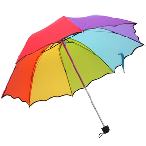 8k折叠彩虹伞七彩雨伞三折伞定做礼品伞可印logo定制广告伞
