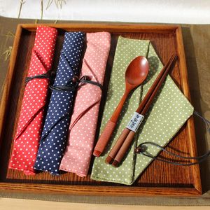 学生旅行日式公筷子勺子布袋子3件套装可爱便携式携带日本餐具