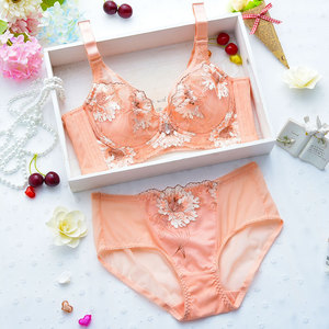 送配套内裤 思古今兰超薄款文胸套装 大码透视透明透气性感内衣女