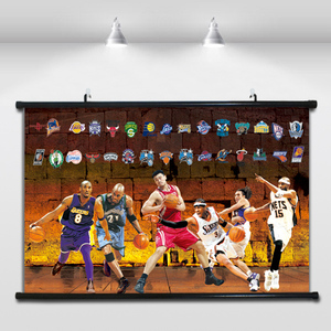 纳什科比姚明NBA巨星96黄金一代装饰画艾弗森篮球海报有框挂墙画
