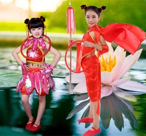 元旦儿童红孩儿演出服男哪吒闹海衣服幼儿园喜庆红肚兜表演服装女