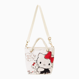 hello kitty专柜正品kt猫抱小熊素描系列单肩斜跨手提