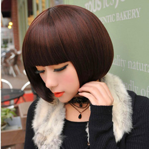 假发包邮女士短发直发蓬松自然沙宣内扣齐刘海逼真哑光高温丝