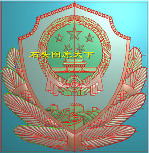 五星长城 麦穗 精雕图浮雕灰度bmp电脑雕刻扫描jdp国徽 徽章