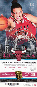 NBA比赛门票 票根 球票 芝加哥公牛队 乔金 诺阿