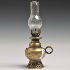 民国实铜油灯(保真古董)