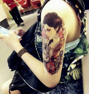 包邮 买一送一 欧美头像人物纹身贴 花臂持久 图腾 男女纹身贴