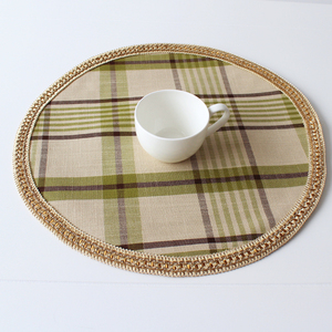 外贸欧式高档田园风格布艺圆形餐垫西餐垫盘杯垫餐桌垫隔热垫