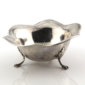 k01340 美国回流加州典藏sterling银标纯银三脚花口碗古董首饰