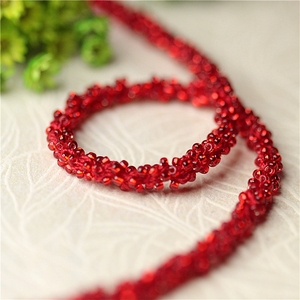 玻璃米珠子花边管珠连线粗绳水晶亚克力diy手工编织辅料配件红色