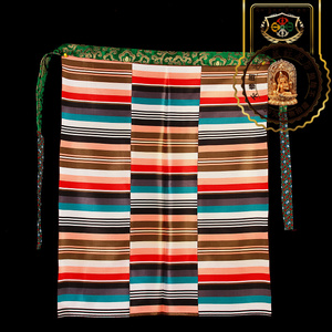 西藏红藏式特色七彩条纹手工制作氆氇邦典藏族生活羊毛围裙