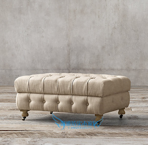 特价复古做旧美式做旧布艺换鞋凳欧式拉扣脚蹬沙发凳小户型客厅