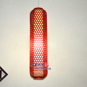 竹灯笼竹编吊灯复古中式仿古酒店茶楼客栈古镇长筒式竹灯罩长吊灯