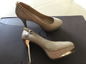 comely康丽金色婚鞋 高跟blingbling