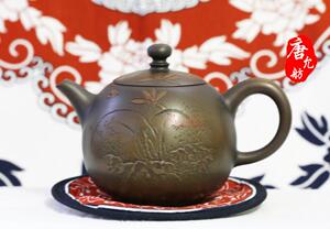 唐允舫台湾名家壶张世奇堆雕窑变壶手拉坯茶壶雕刻茶壶(可预定)