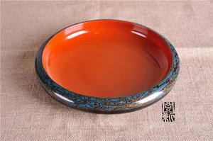 漆器大漆工艺品红犀皮漆器果子钵收纳漆盘茶海送礼摆件价格06800