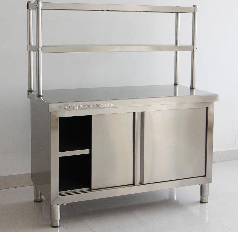 白刚架子商用加厚不锈钢拉门工作台台面立架厨房打荷台操作台后厨_阿