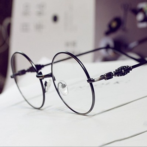 圆形眼镜框潮男女款文艺配成品近视眼镜学生复古眼镜50-100-200度