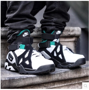 正品代购耐克男鞋nike air unlimited 大卫罗宾逊黑绿复刻篮球鞋