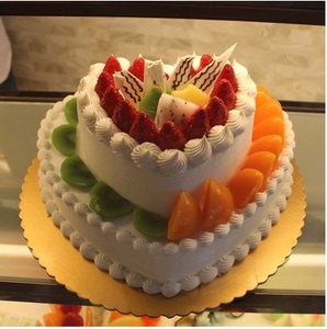 创意心形双层水果生日蛋糕上海黄浦徐汇长宁浦东闸北静安免费配送