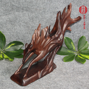 善藏木艺 缅甸紫檀 樱代木 木雕摆件 抽象艺术木雕 天马 抽象马