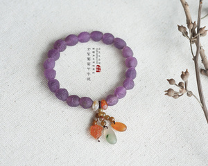 ◆葡萄干玛瑙◆珍贵全紫色新疆淖毛湖地表料葡萄干玛瑙手链