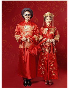 天猫 影楼秀禾服婚纱摄影主题服装中国风唐装汉服古装情侣写真拍照