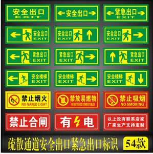 疏散通道安全出口紧急出口标识消防逃生标志墙贴指示贴纸安全标牌