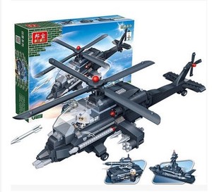 正品邦宝帮宝隐形直升飞机阿帕奇战机儿童拼装三3合1一积木玩具