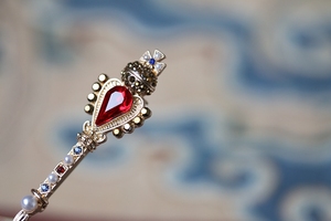 MONA外贸 神秘埃及风 红宝石皇冠权杖 复古珍珠胸针胸花女 礼物