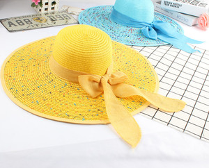 加菲批 发女夏遮阳帽防晒大沿可折叠草帽防紫外线海边沙滩太阳帽