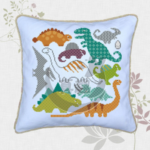 十字绣抱枕恐龙