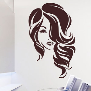 美女发型发型师个性美发理发店布置创意墙贴画玻璃门贴纸橱窗装饰