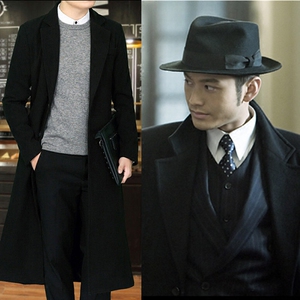 霸气男神加长款秋冬黄晓明上海滩许文强同款过膝大衣青年耍酷风衣