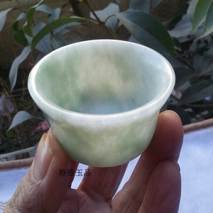 天然玉石真玉原石贵州翡翠手工打磨酒杯子玉碗功夫茶杯茶碗