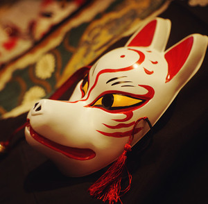狐狸面具和风手绘和服配饰日本狐面狐妖猫咪老师日式cosplay