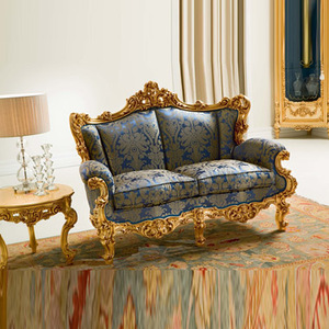 法式实木雕花沙发 巴洛克风格 家具定做 欧式双人沙发 2人llk062