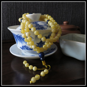 天然印尼柯巴树脂柯巴石琥珀蜜蜡手串108颗黄白手串6mm厂家直销