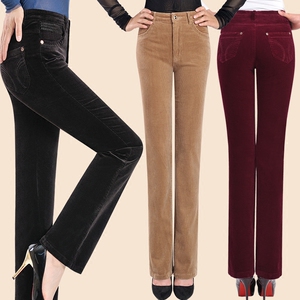 00同款货源澜瑟岛旗舰店天猫灯芯绒裤子女加绒加厚直筒中老年女装