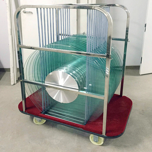 酒店餐厅饭店不锈钢玻璃转盘车碗碟转运车手推服务车平板车工具车