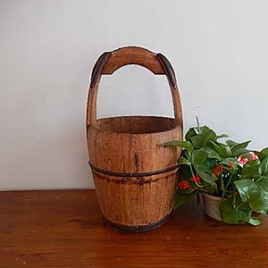 厂家木制提水桶 小木桶 手提水桶 影视道具 摆件饰品 收纳木桶