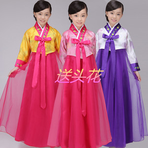 正品儿童韩服礼服公主裙朝鲜民族服装绣花演出服女童舞台表演服