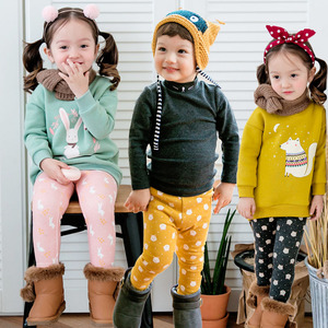 韩国bebezoo外贸韩版婴幼儿童加绒打底裤童裤长裤