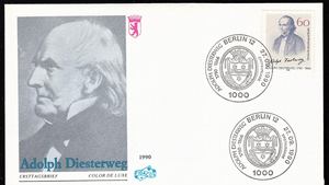 德国西柏林首日封1990:教育家a.第斯多惠