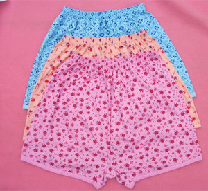 全棉平角裤中老年内裤 32支全棉女士安全裤 中老年花布平角裤