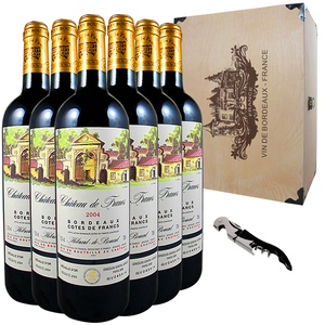 2004年法国波尔多chateau城堡AOC金奖葡萄酒进口红酒6支木箱