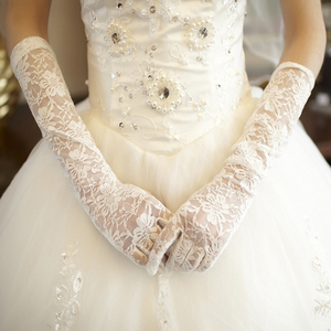 白色长款蕾丝新娘手套 结婚婚纱配套不漏手指 婚纱礼服配饰手套